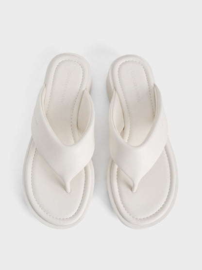 CHARLES & KEITH Essential / V-Strap Flatform Thong Sandals - White
