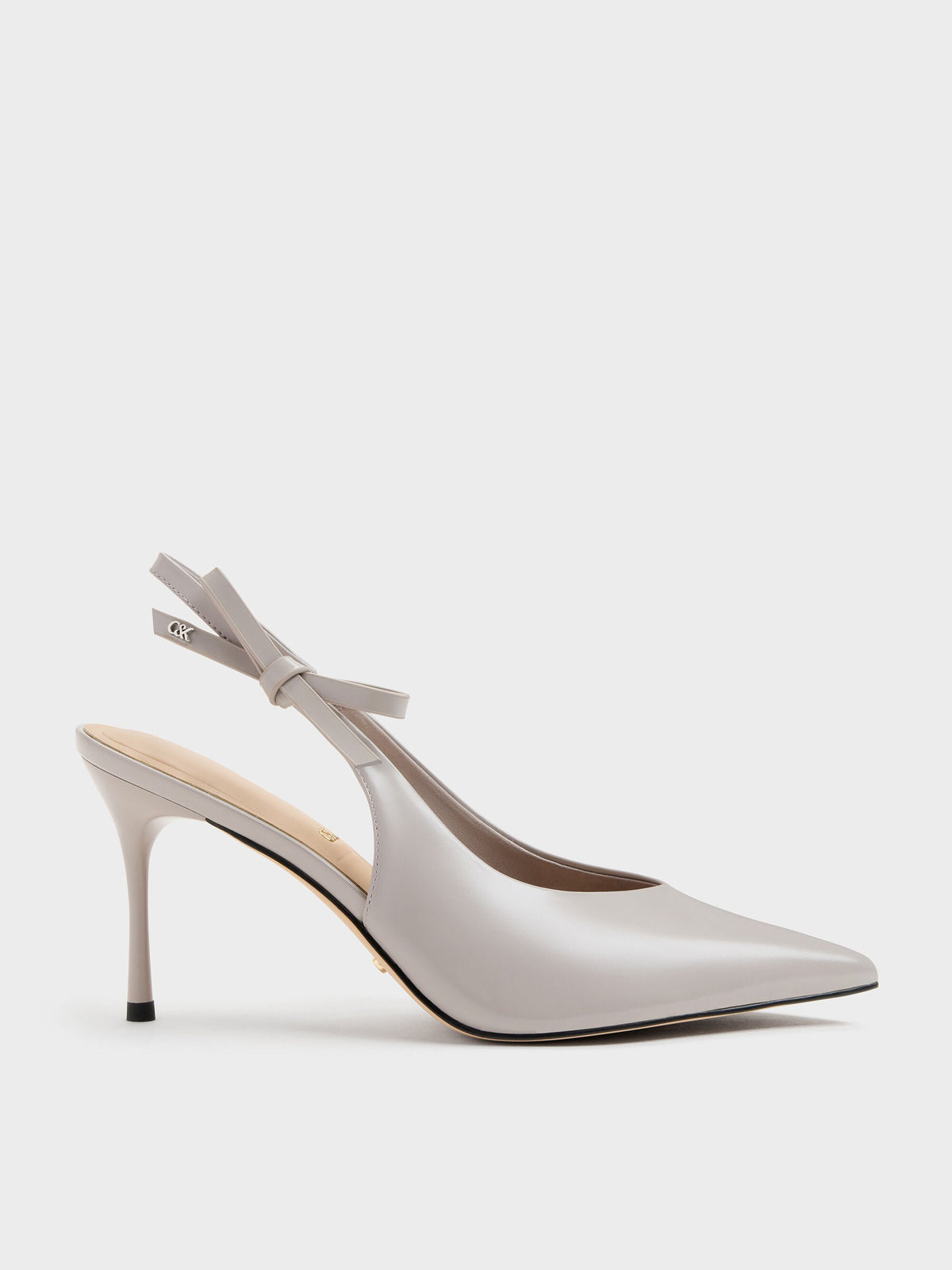 CHARLES & KEITH Popular / Anastasia Leather Slingback Pumps - Grey