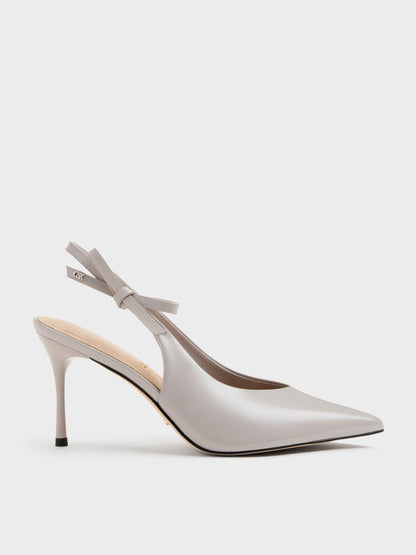 CHARLES & KEITH Popular / Anastasia Leather Slingback Pumps - Grey