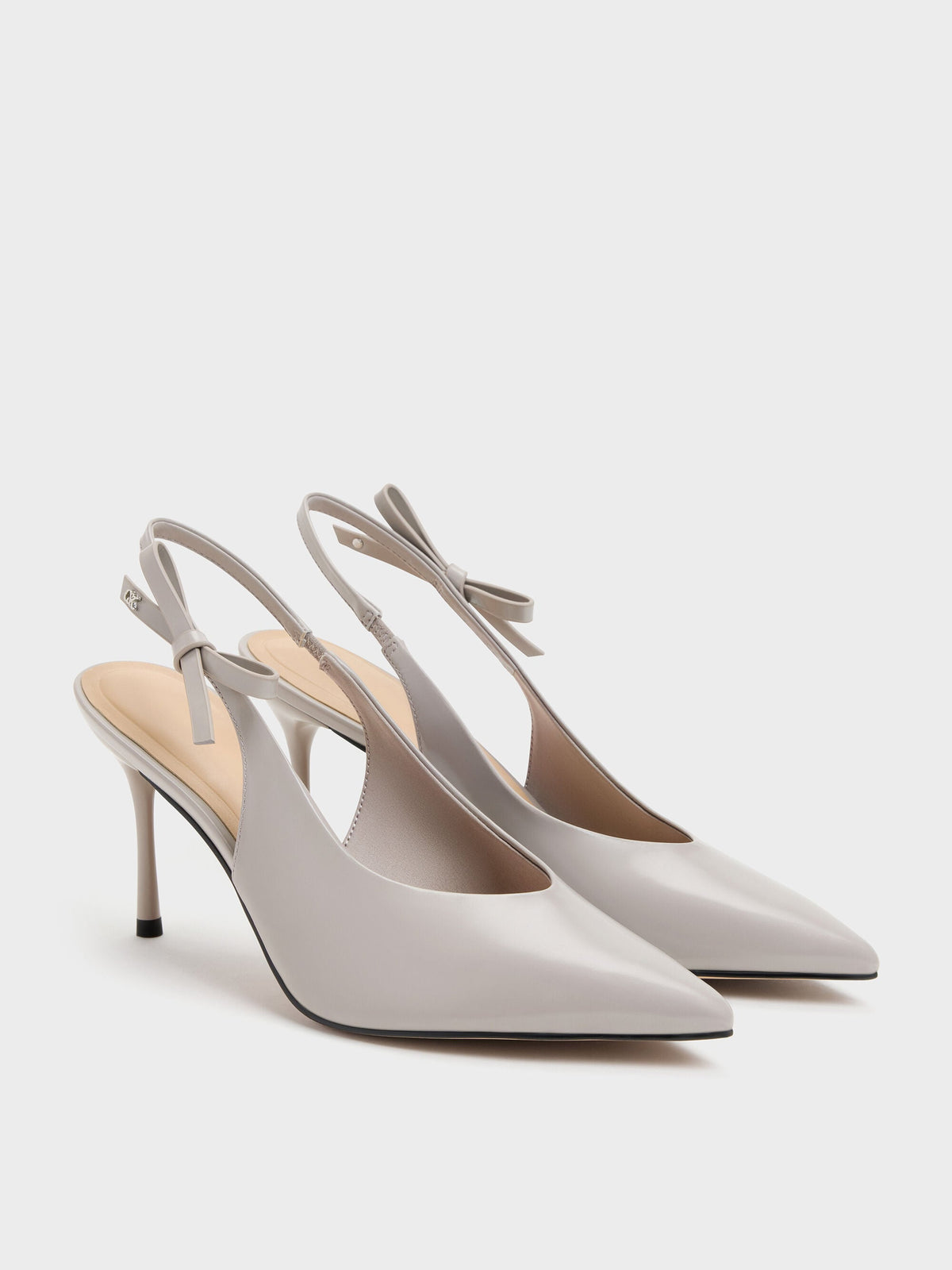 CHARLES & KEITH Popular / Anastasia Leather Slingback Pumps - Grey
