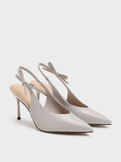 CHARLES & KEITH Popular / Anastasia Leather Slingback Pumps - Grey