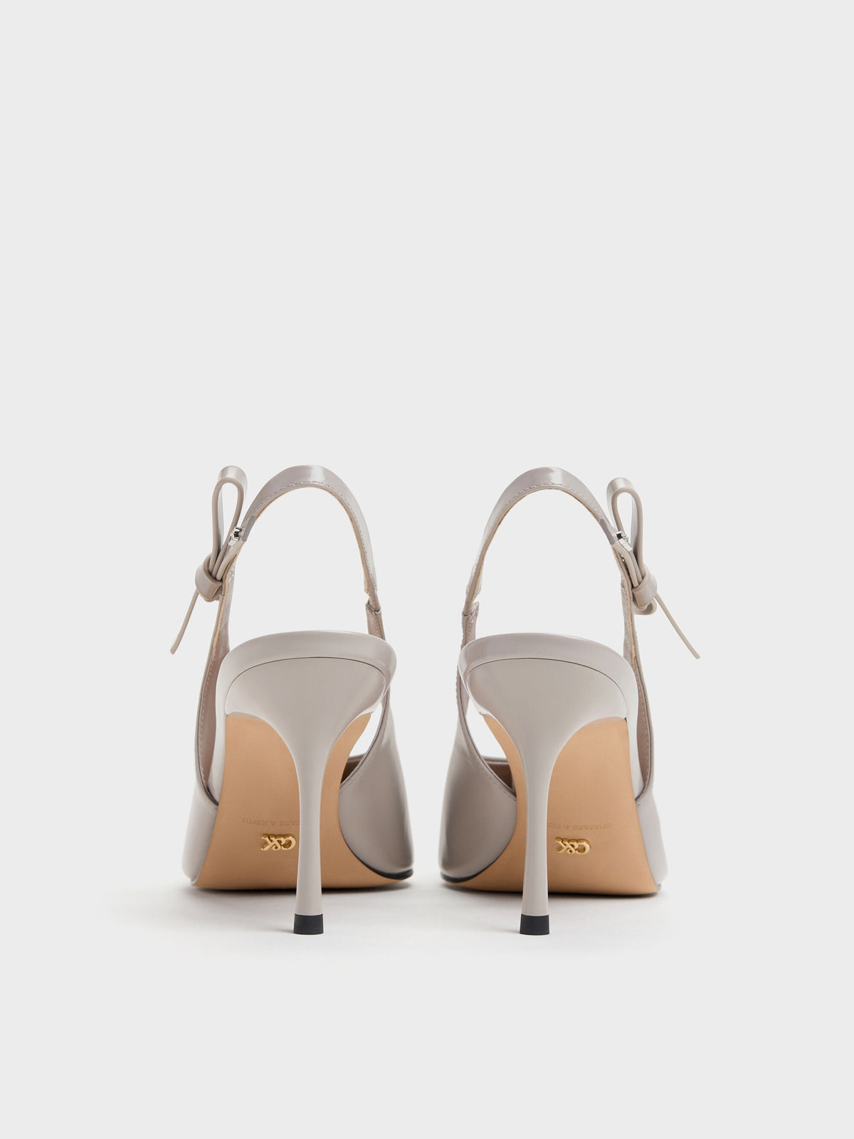 CHARLES & KEITH Popular / Anastasia Leather Slingback Pumps - Grey