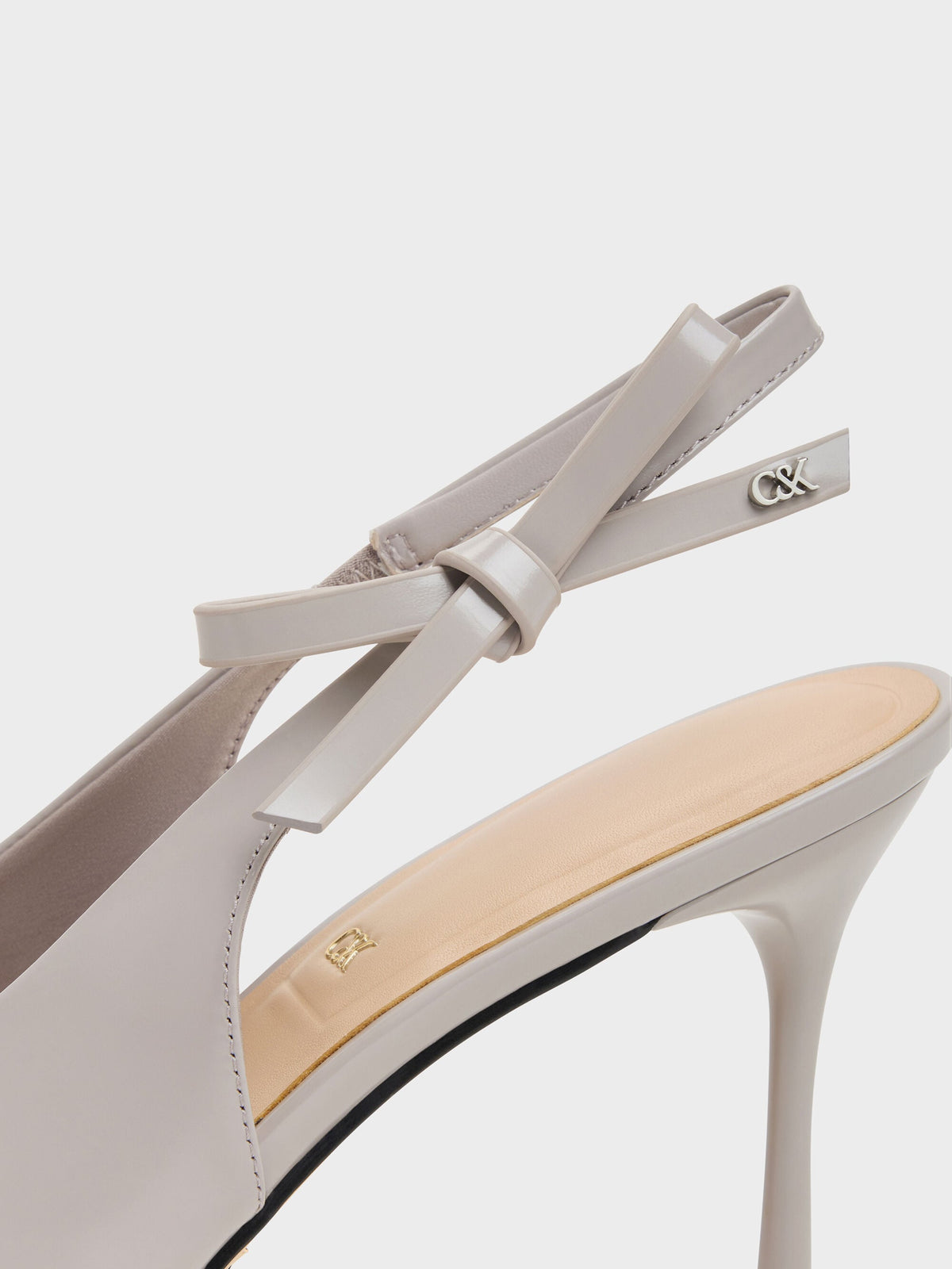 CHARLES & KEITH Popular / Anastasia Leather Slingback Pumps - Grey