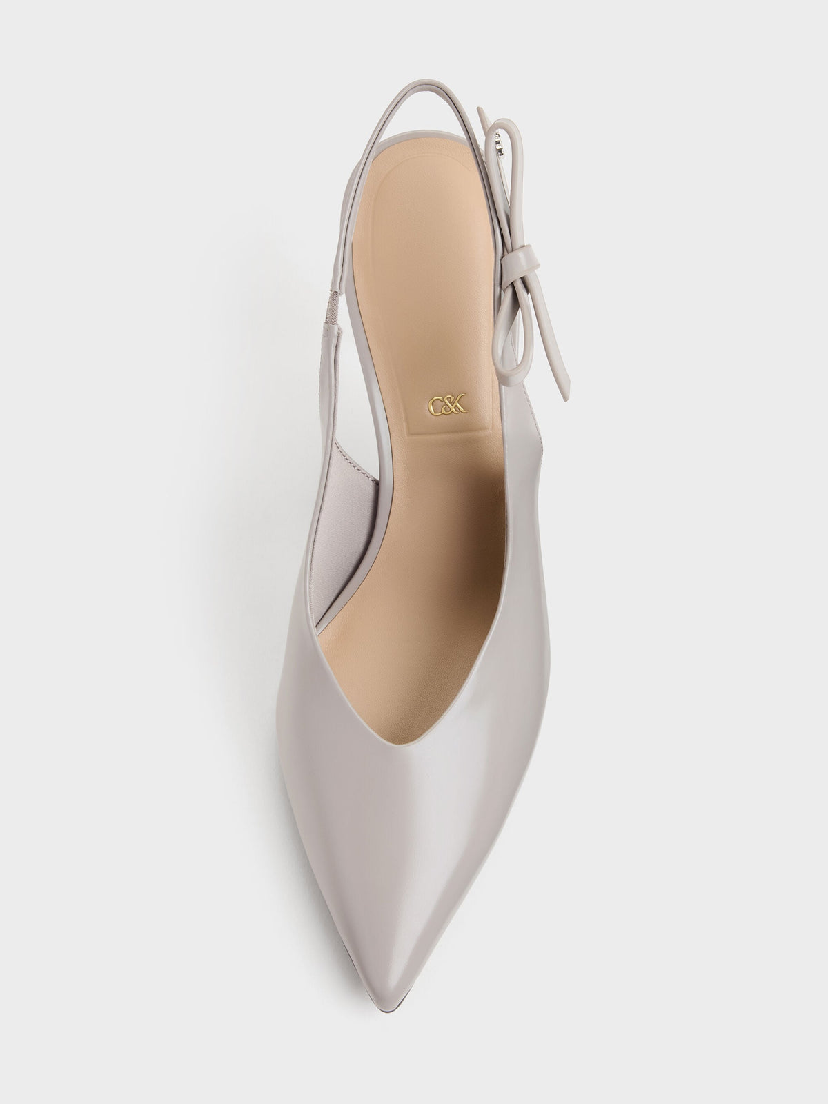 CHARLES & KEITH Popular / Anastasia Leather Slingback Pumps - Grey