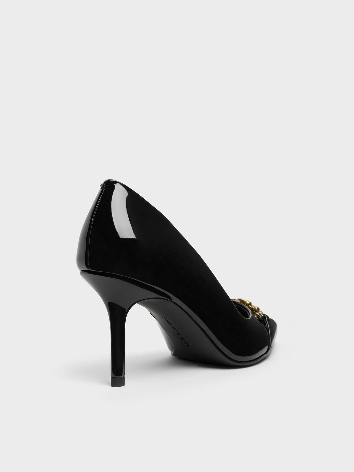 CHARLES & KEITH Deals / Patent Metallic-Buckle Pointed Pumps - Black Patent