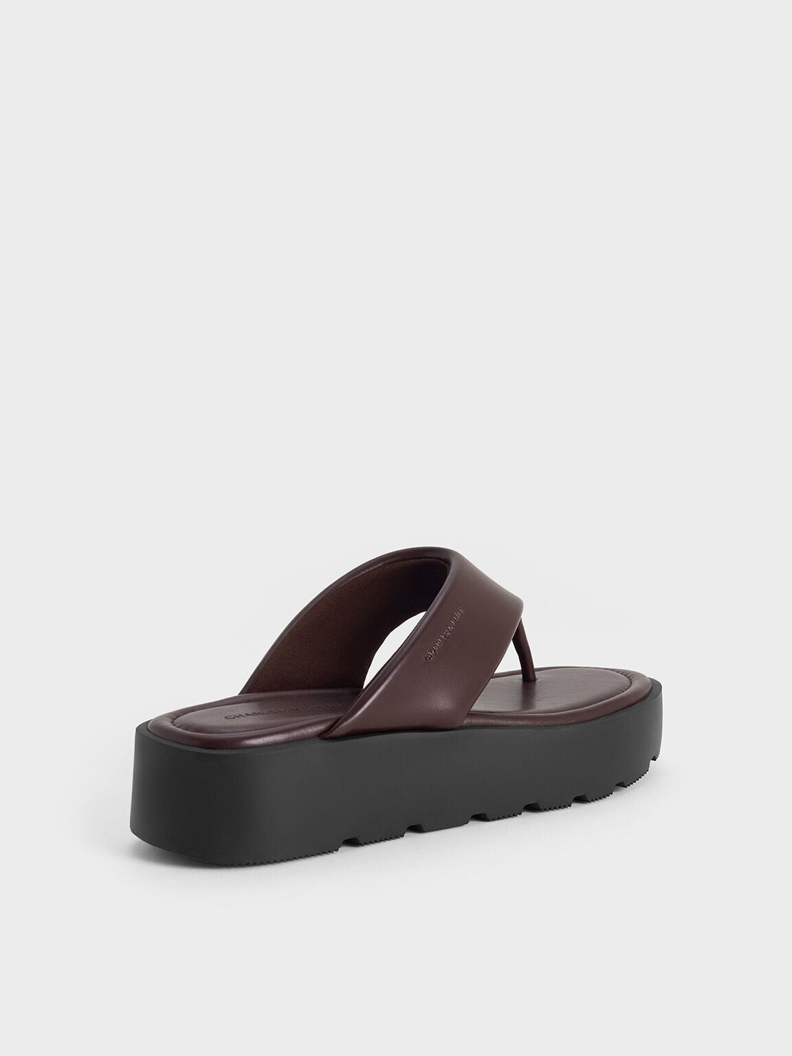 CHARLES & KEITH Great Value / V-Strap Flatform Thong Sandals - Burgundy