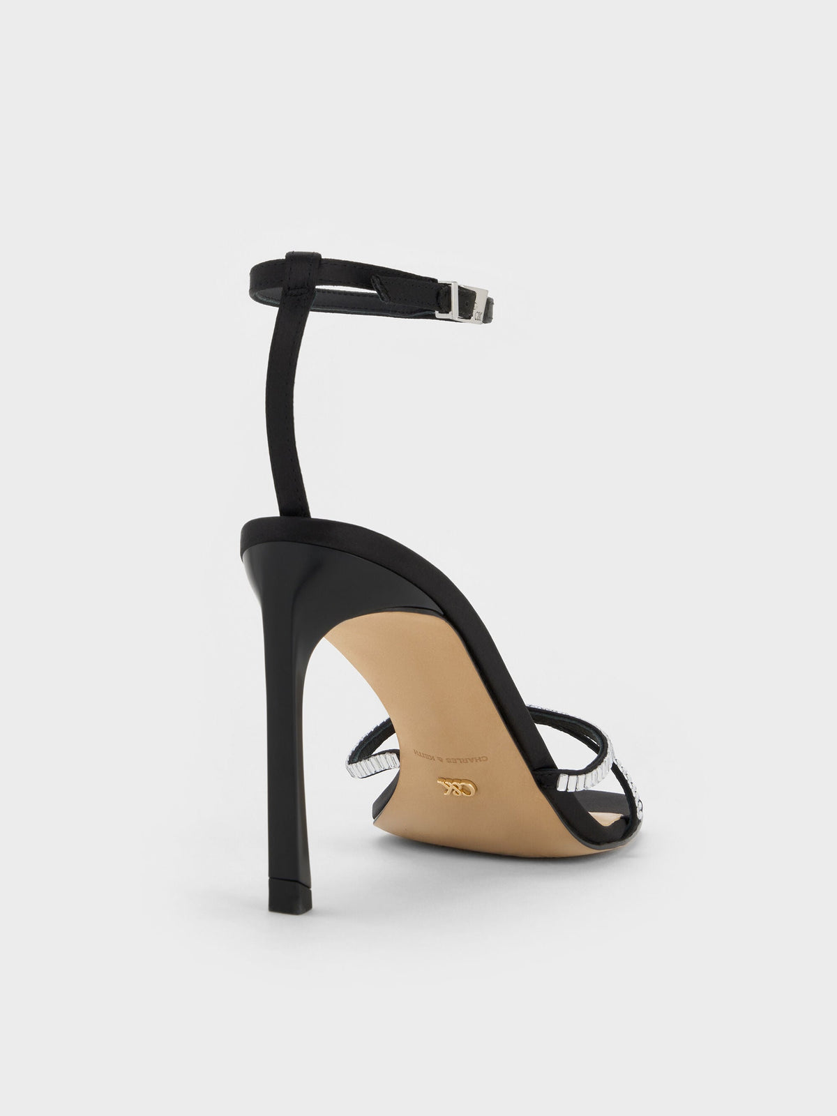 CHARLES & KEITH Essential / Jaylene Gem Stiletto Sandals - Black Textured