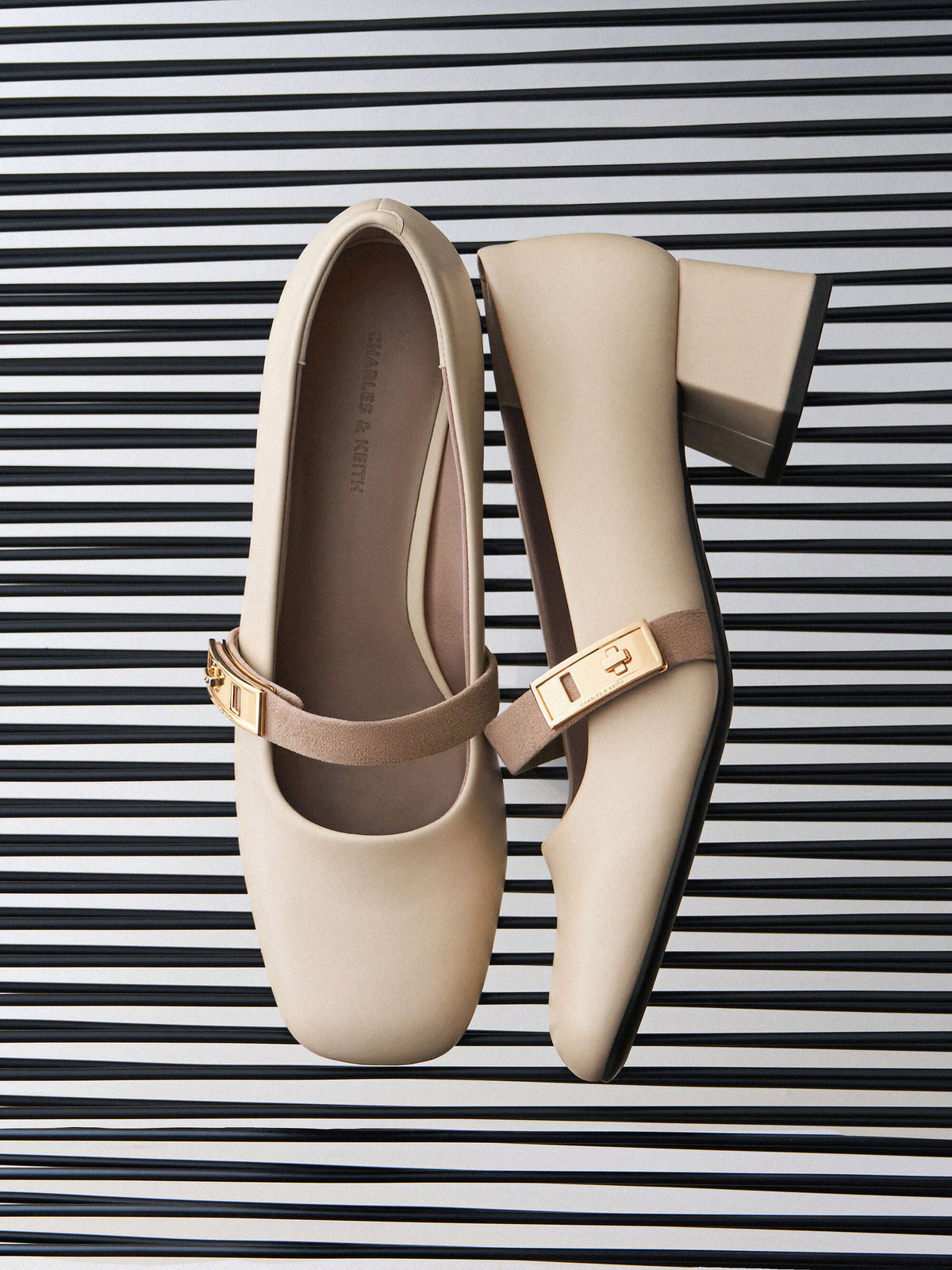 CHARLES & KEITH Signature / Lando Two-Tone Mary Jane Pumps - Chalk