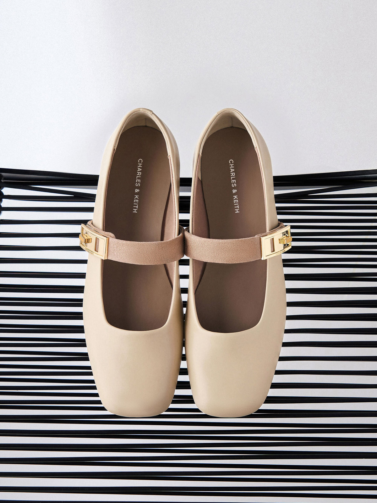 CHARLES & KEITH Signature / Lando Two-Tone Mary Jane Pumps - Chalk