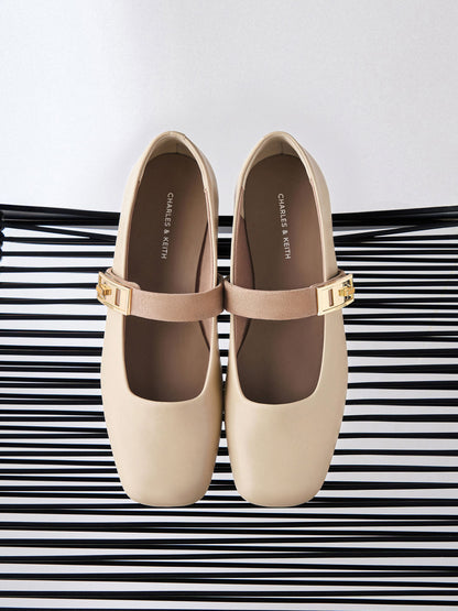 CHARLES & KEITH Signature / Lando Two-Tone Mary Jane Pumps - Chalk