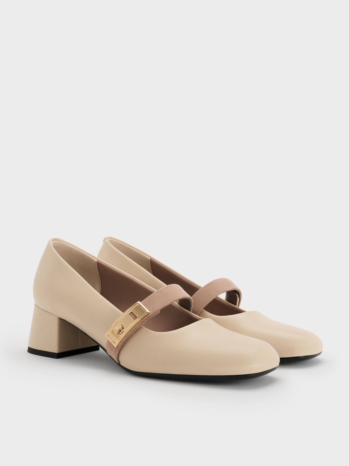 CHARLES & KEITH Signature / Lando Two-Tone Mary Jane Pumps - Chalk