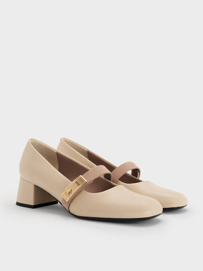 CHARLES & KEITH Signature / Lando Two-Tone Mary Jane Pumps - Chalk