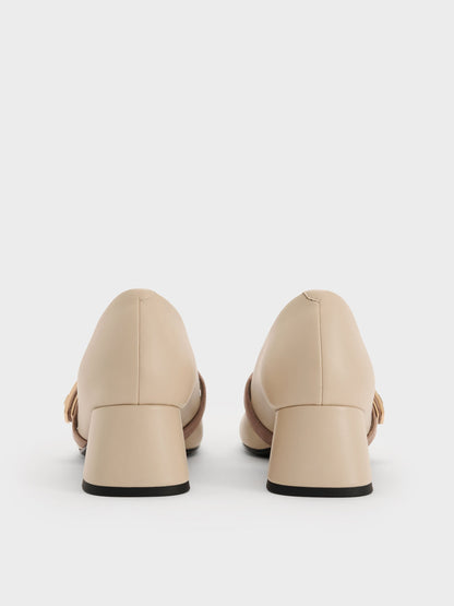 CHARLES & KEITH Signature / Lando Two-Tone Mary Jane Pumps - Chalk