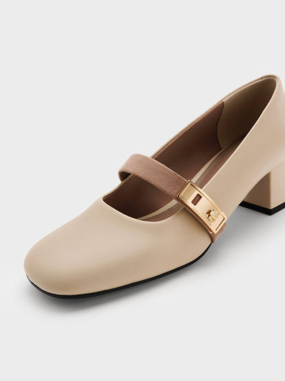 CHARLES & KEITH Signature / Lando Two-Tone Mary Jane Pumps - Chalk