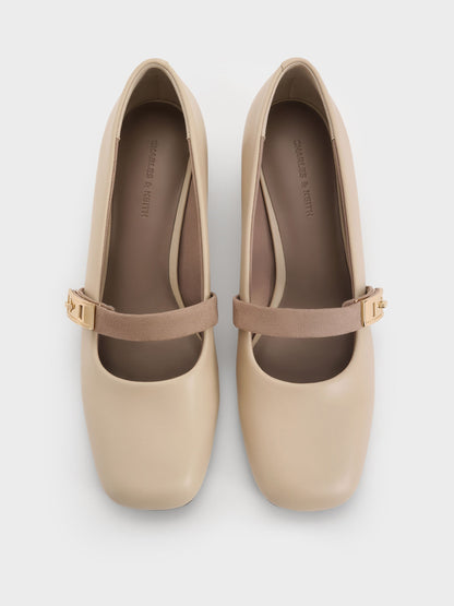 CHARLES & KEITH Signature / Lando Two-Tone Mary Jane Pumps - Chalk