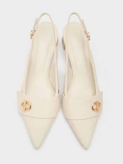 CHARLES & KEITH Everyday / Marley Slingback Pumps - Chalk
