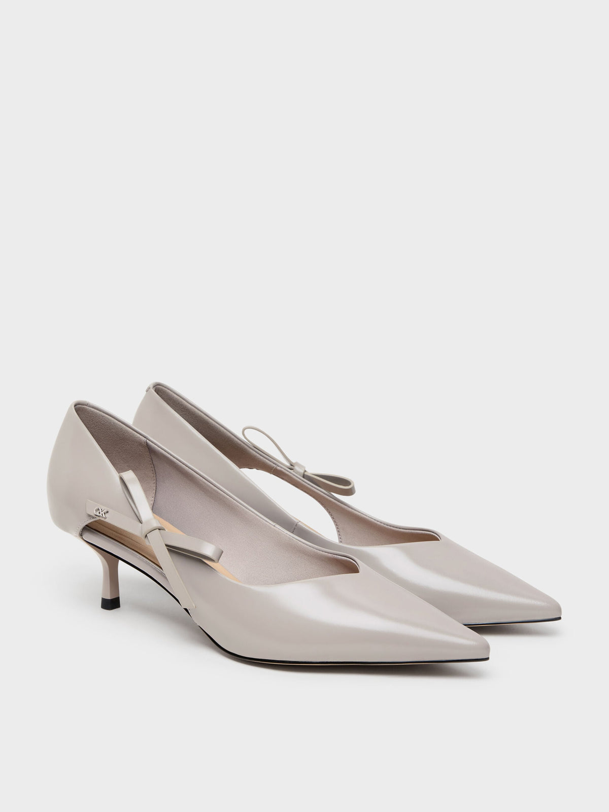 CHARLES & KEITH Popular / Anastasia Leather Kitten Heels - Grey