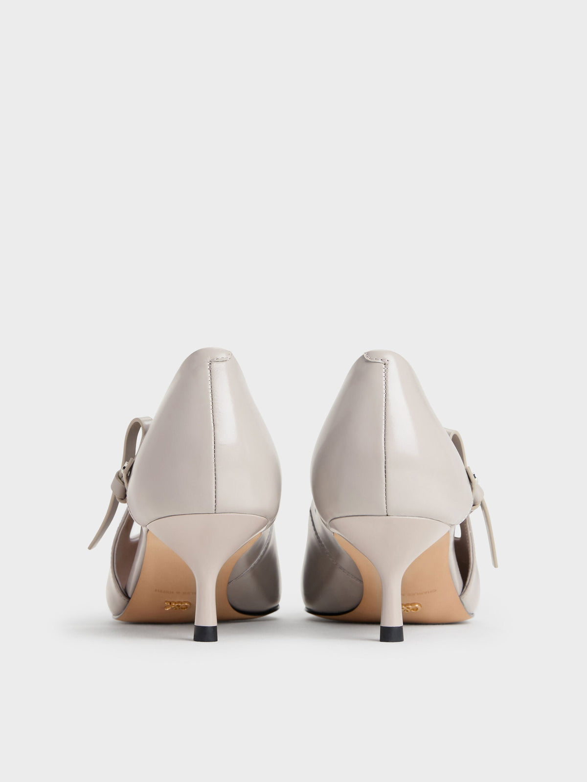 CHARLES & KEITH Popular / Anastasia Leather Kitten Heels - Grey