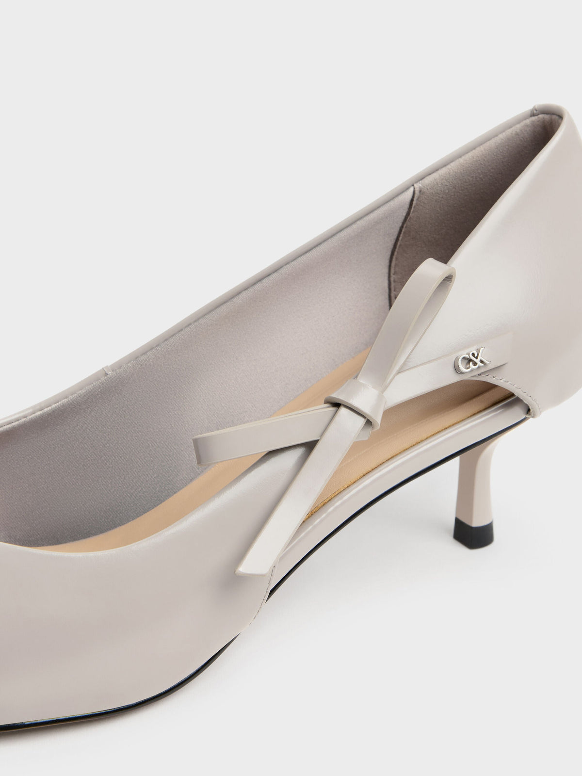 CHARLES & KEITH Popular / Anastasia Leather Kitten Heels - Grey