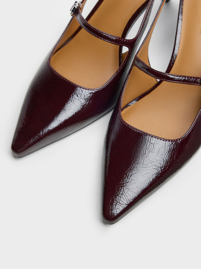CHARLES & KEITH Sale / Pointed Slingback Mary Jane Pumps - Burgundy