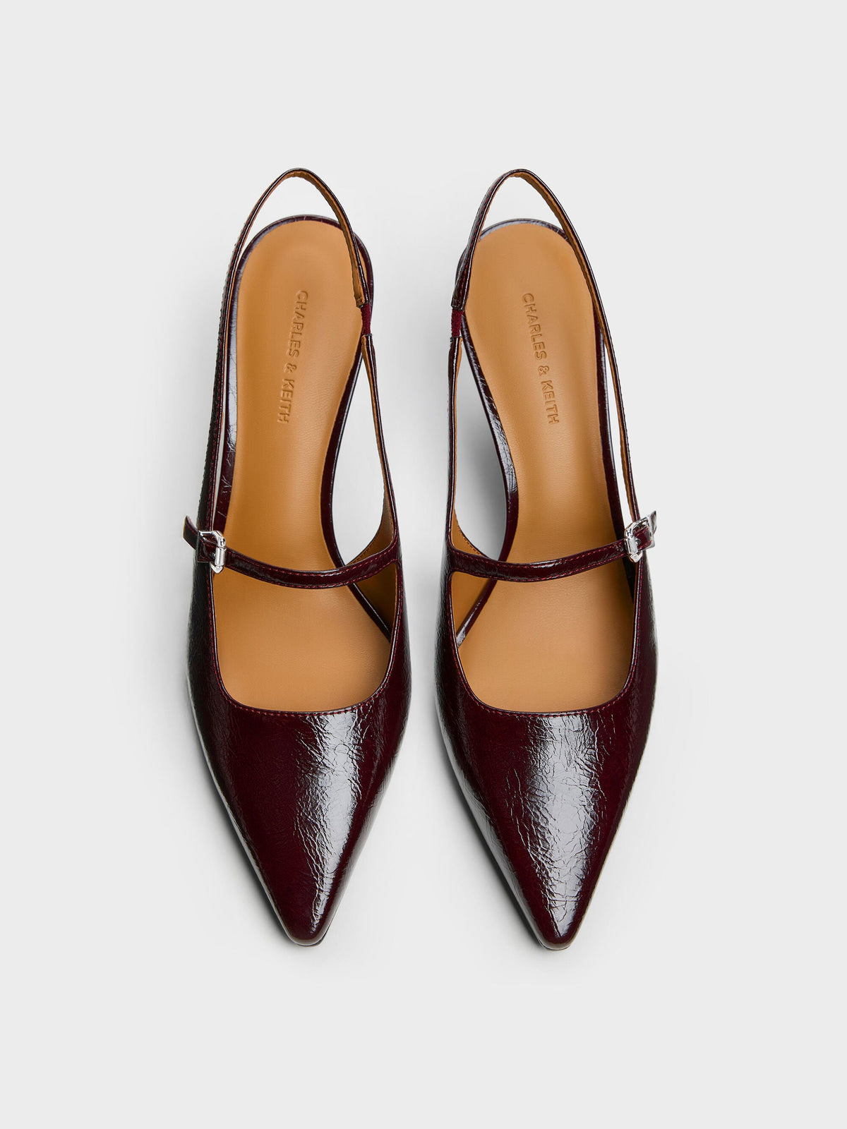 CHARLES & KEITH Sale / Pointed Slingback Mary Jane Pumps - Burgundy
