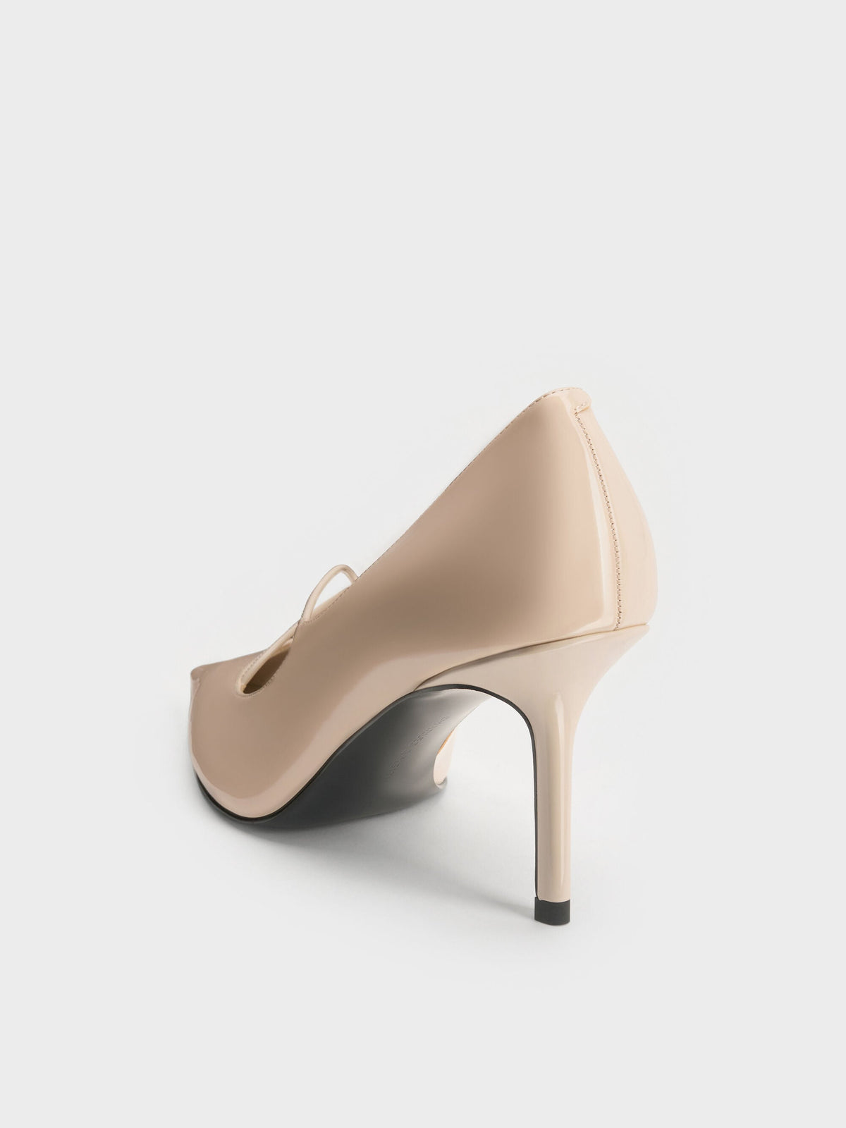 CHARLES & KEITH Hot Sale / Patent Crossover Pointed Pumps - Nude