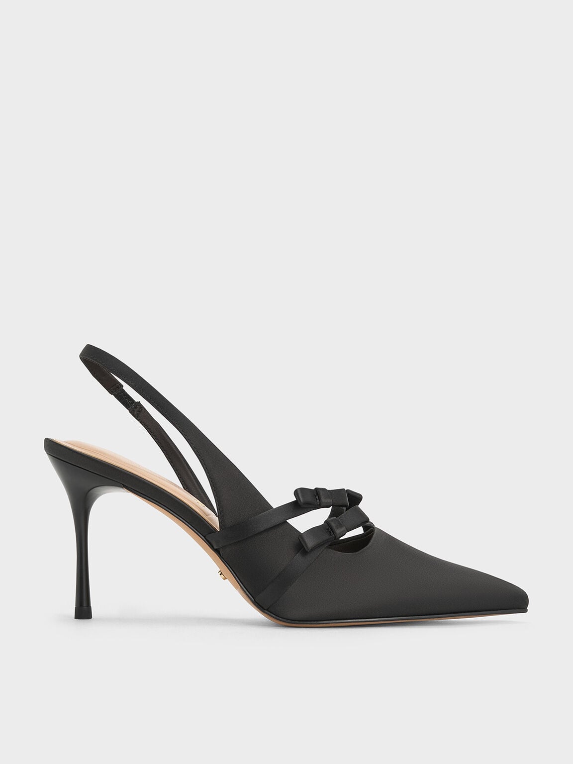 CHARLES & KEITH Everyday / Jessy Bow Slingback Pumps - Black Textured