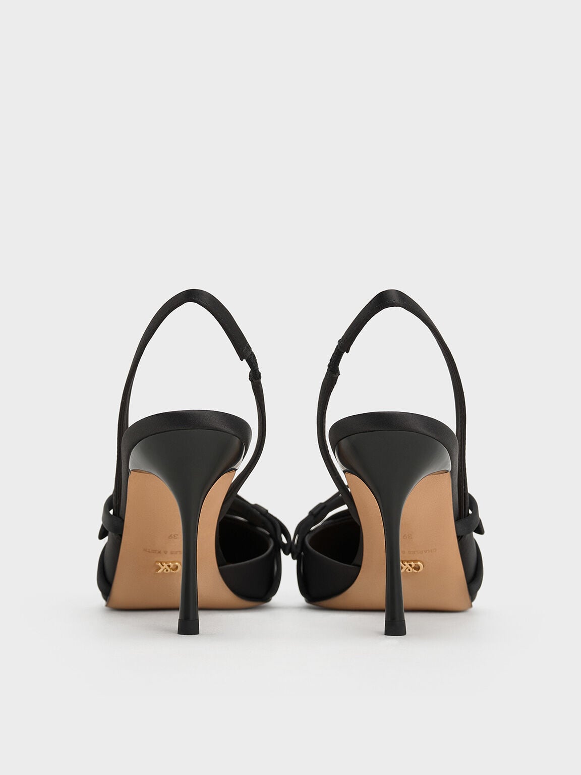 CHARLES & KEITH Everyday / Jessy Bow Slingback Pumps - Black Textured
