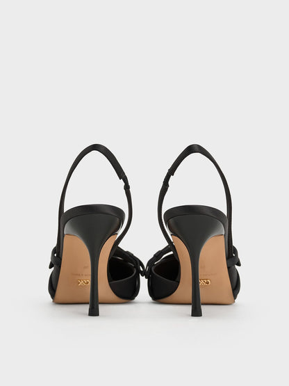 CHARLES & KEITH Everyday / Jessy Bow Slingback Pumps - Black Textured