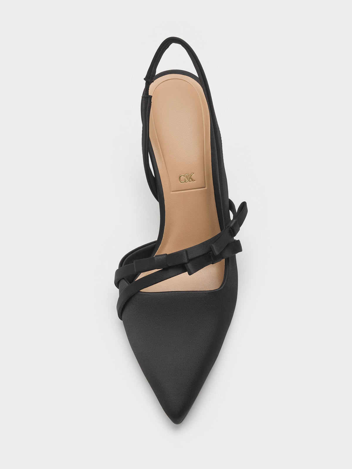 CHARLES & KEITH Everyday / Jessy Bow Slingback Pumps - Black Textured