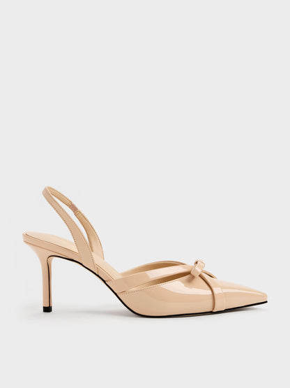CHARLES & KEITH Sale / Kaleen Patent Slingback Stilettos - Nude