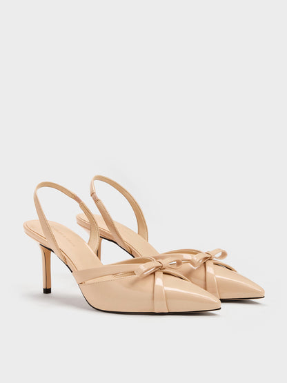 CHARLES & KEITH Sale / Kaleen Patent Slingback Stilettos - Nude