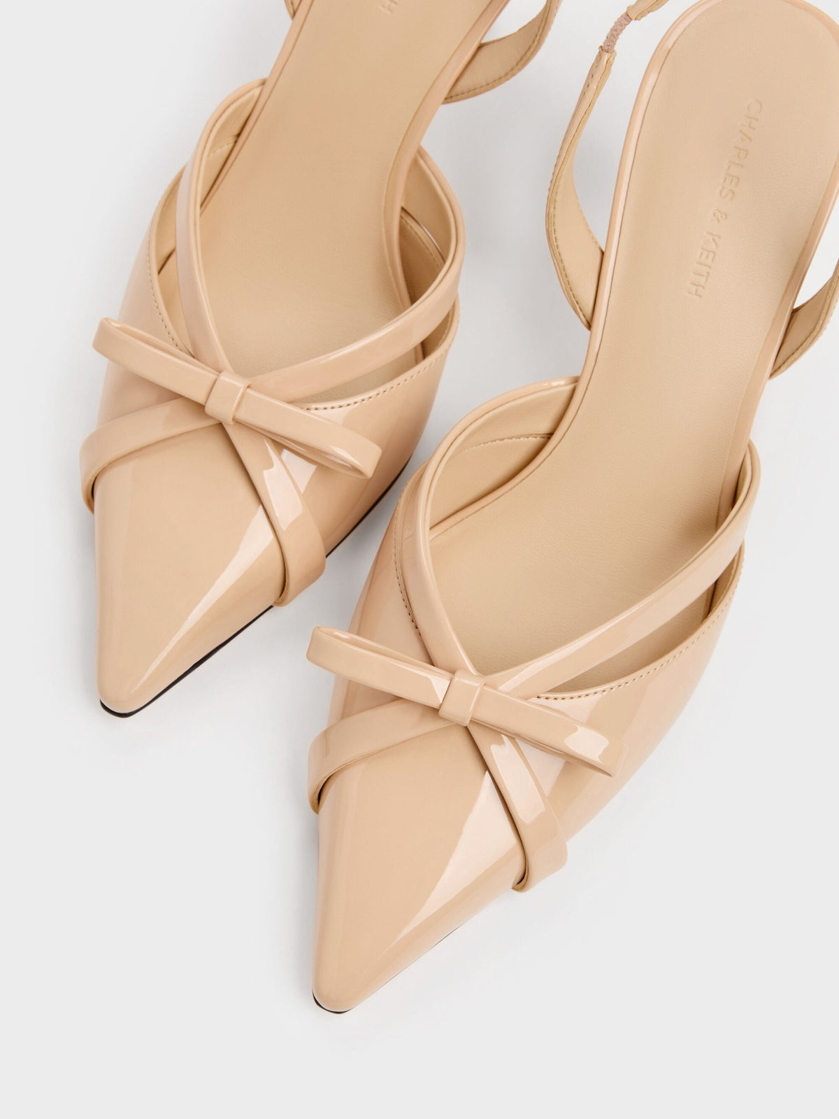 CHARLES & KEITH Sale / Kaleen Patent Slingback Stilettos - Nude