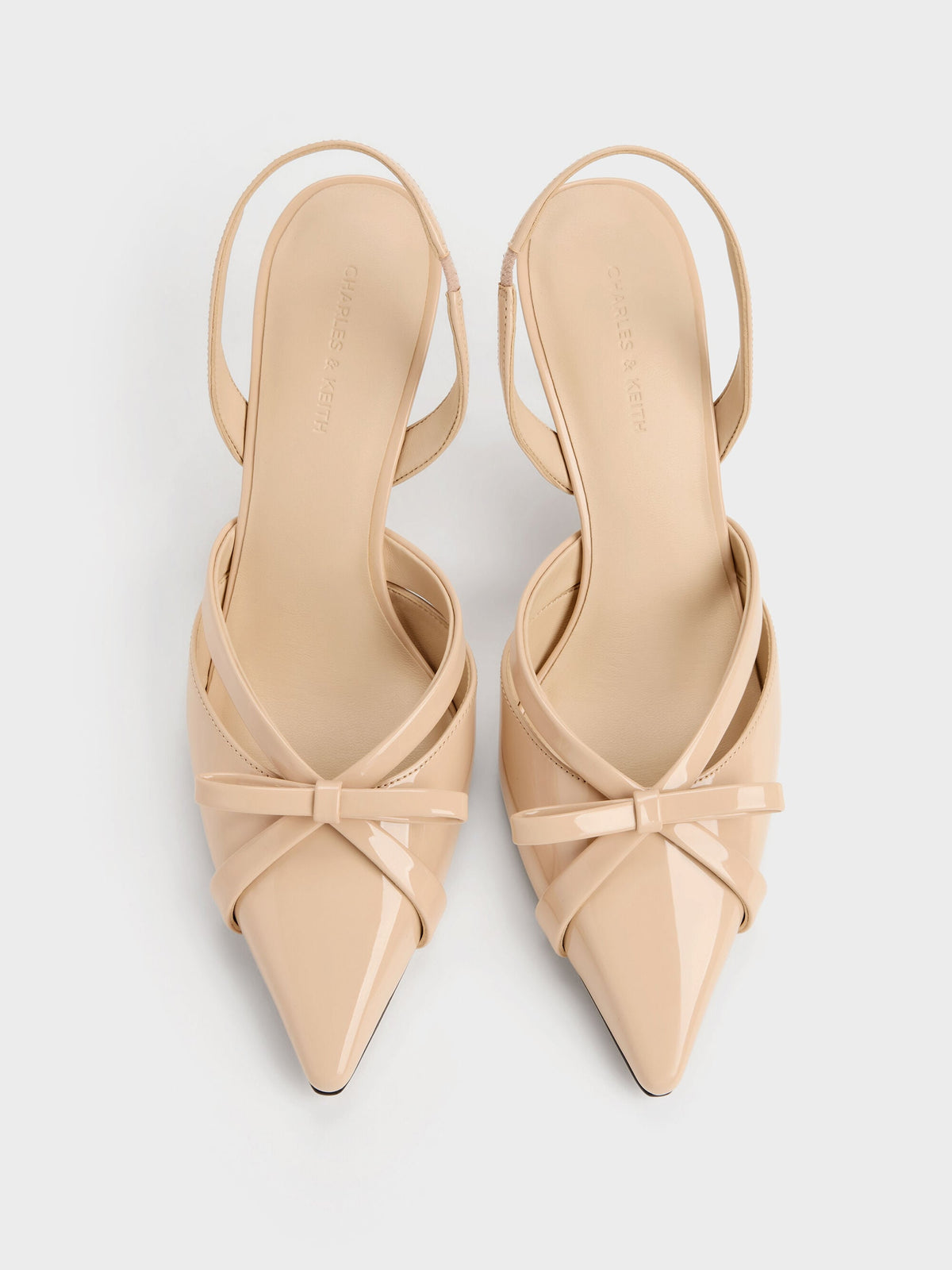 CHARLES & KEITH Sale / Kaleen Patent Slingback Stilettos - Nude