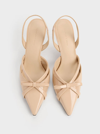 CHARLES & KEITH Sale / Kaleen Patent Slingback Stilettos - Nude