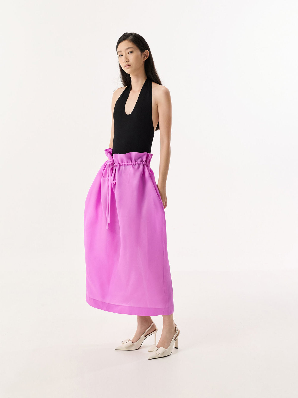 CHARLES & KEITH Best Seller / Lu Patent Leather Bow Slingback Pumps - Chalk