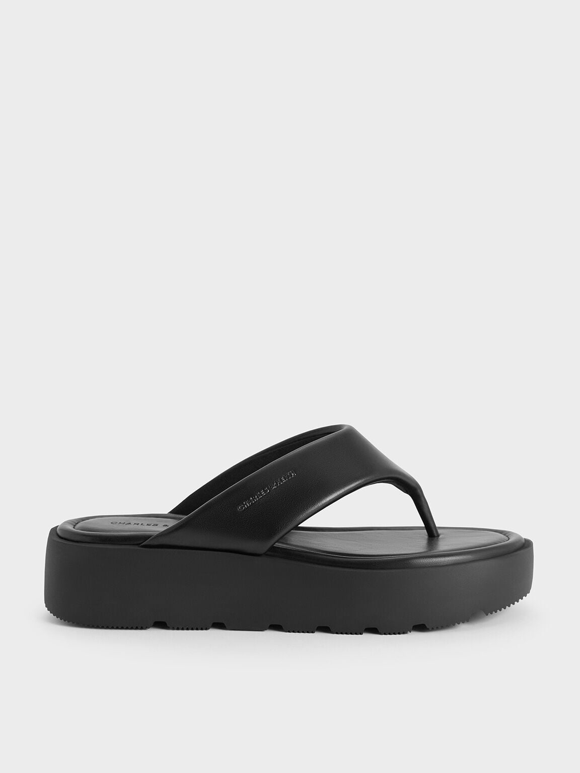 CHARLES & KEITH Deals / V-Strap Flatform Thong Sandals - Black