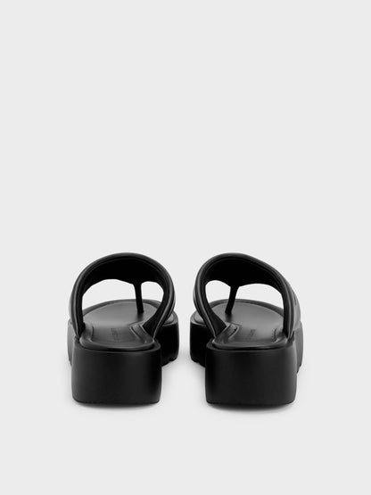 CHARLES & KEITH Deals / V-Strap Flatform Thong Sandals - Black