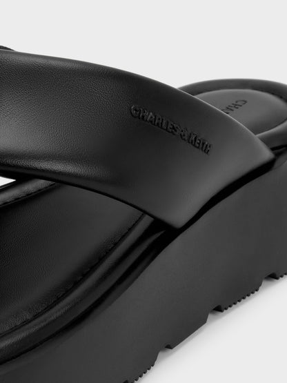 CHARLES & KEITH Deals / V-Strap Flatform Thong Sandals - Black