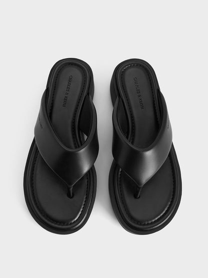 CHARLES & KEITH Deals / V-Strap Flatform Thong Sandals - Black