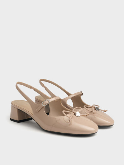 CHARLES & KEITH Deals / Patent Bow Slingback Pumps - Nude