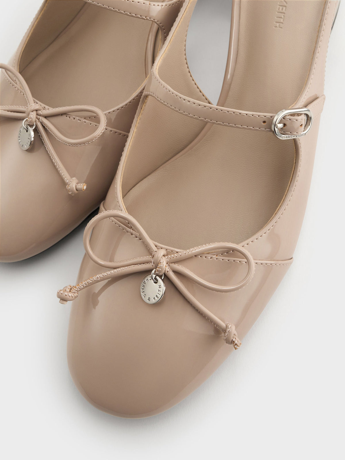 CHARLES & KEITH Deals / Patent Bow Slingback Pumps - Nude