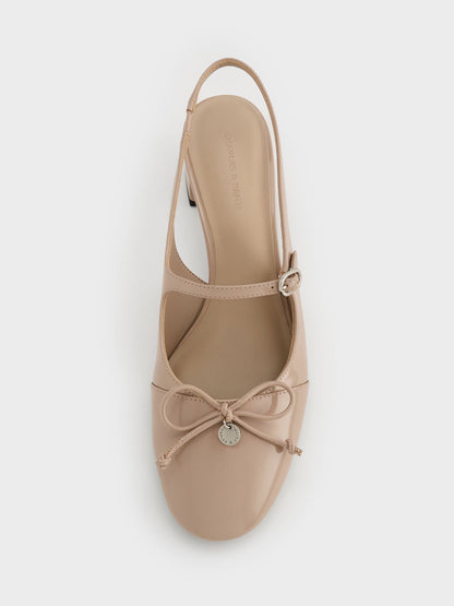 CHARLES & KEITH Deals / Patent Bow Slingback Pumps - Nude