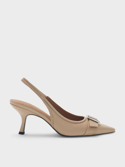 CHARLES & KEITH Special Offer / Anita Buckled Pointed Slingback Pumps - Taupe