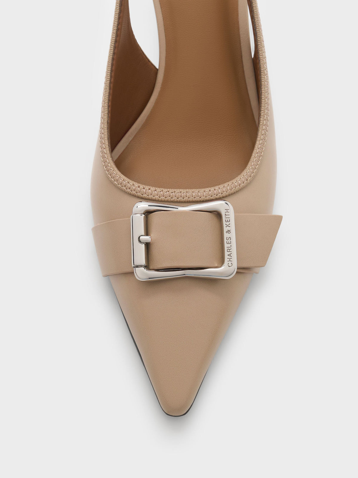 CHARLES & KEITH Special Offer / Anita Buckled Pointed Slingback Pumps - Taupe