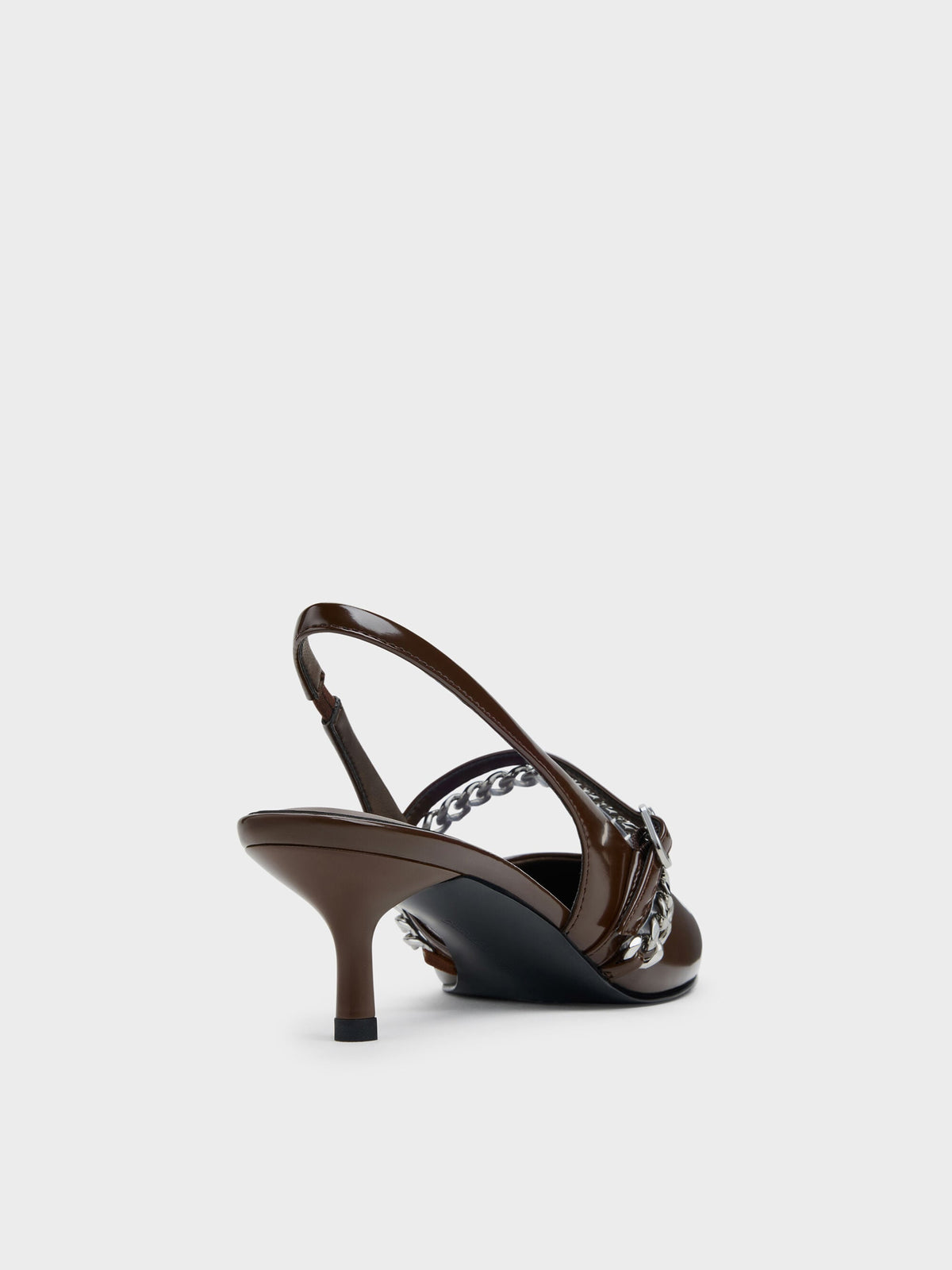 CHARLES & KEITH Sale / Georgie Chain Slingback Kitten Heels - Dark Brown