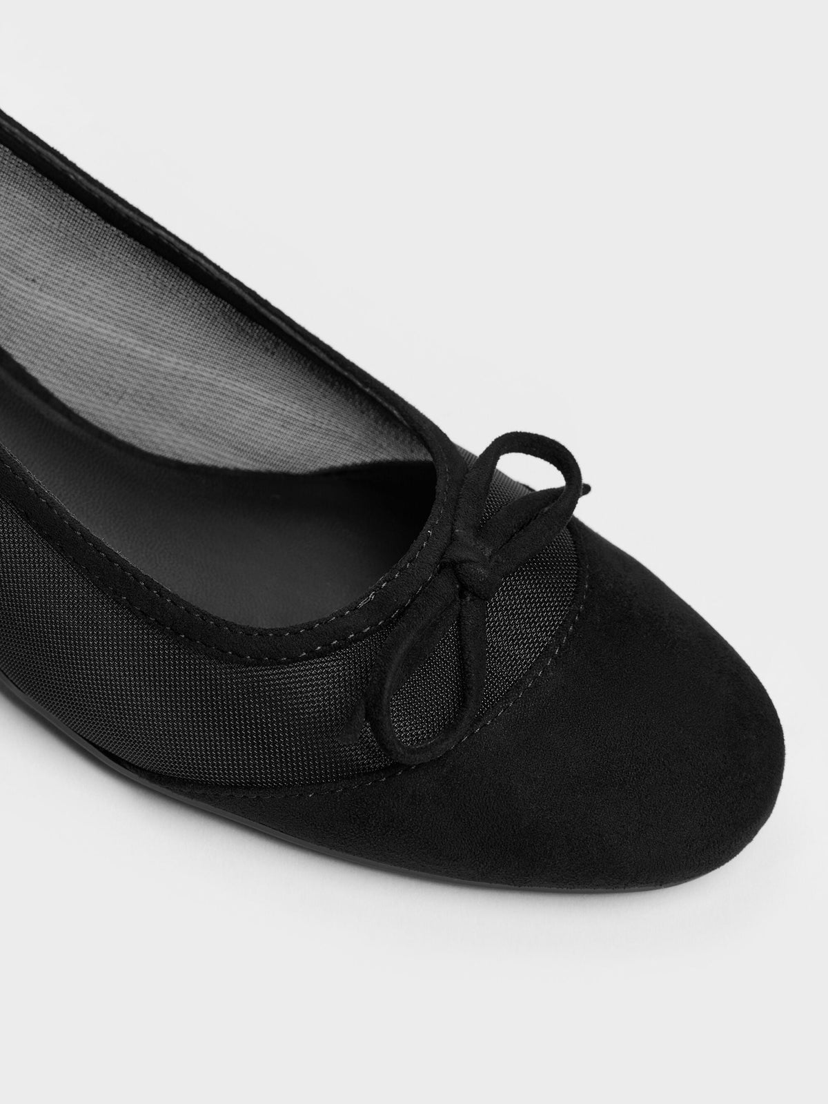CHARLES & KEITH Essential / Mulligan Mesh Bow Slingback Pumps - Black Textured