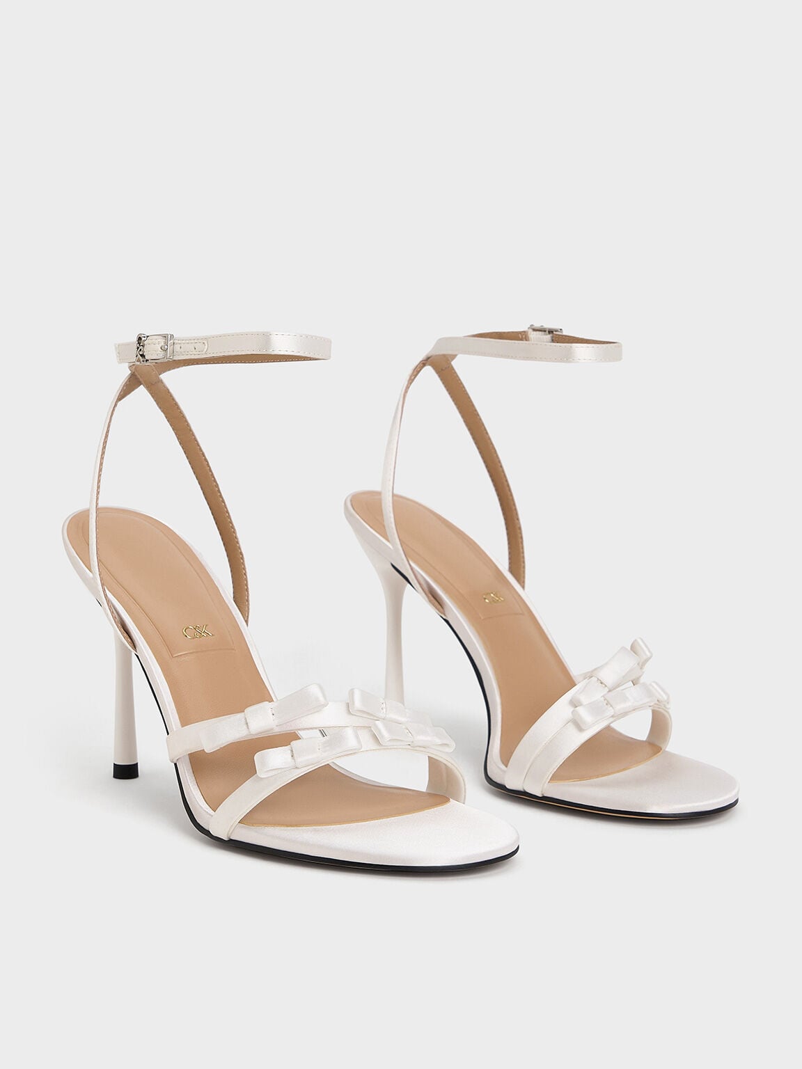 CHARLES & KEITH Essential / Jessy Bow Stiletto Sandals - White