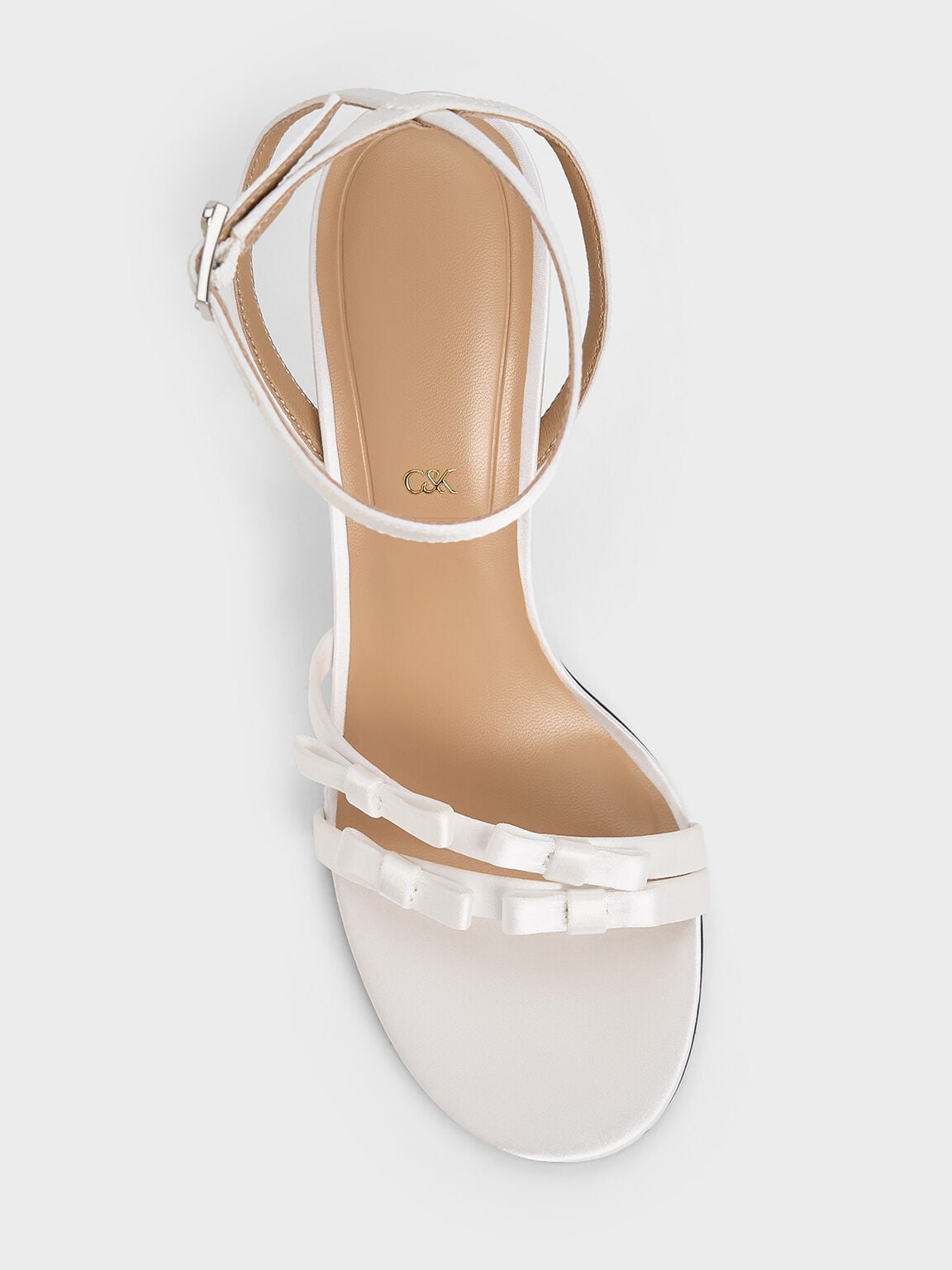 CHARLES & KEITH Essential / Jessy Bow Stiletto Sandals - White