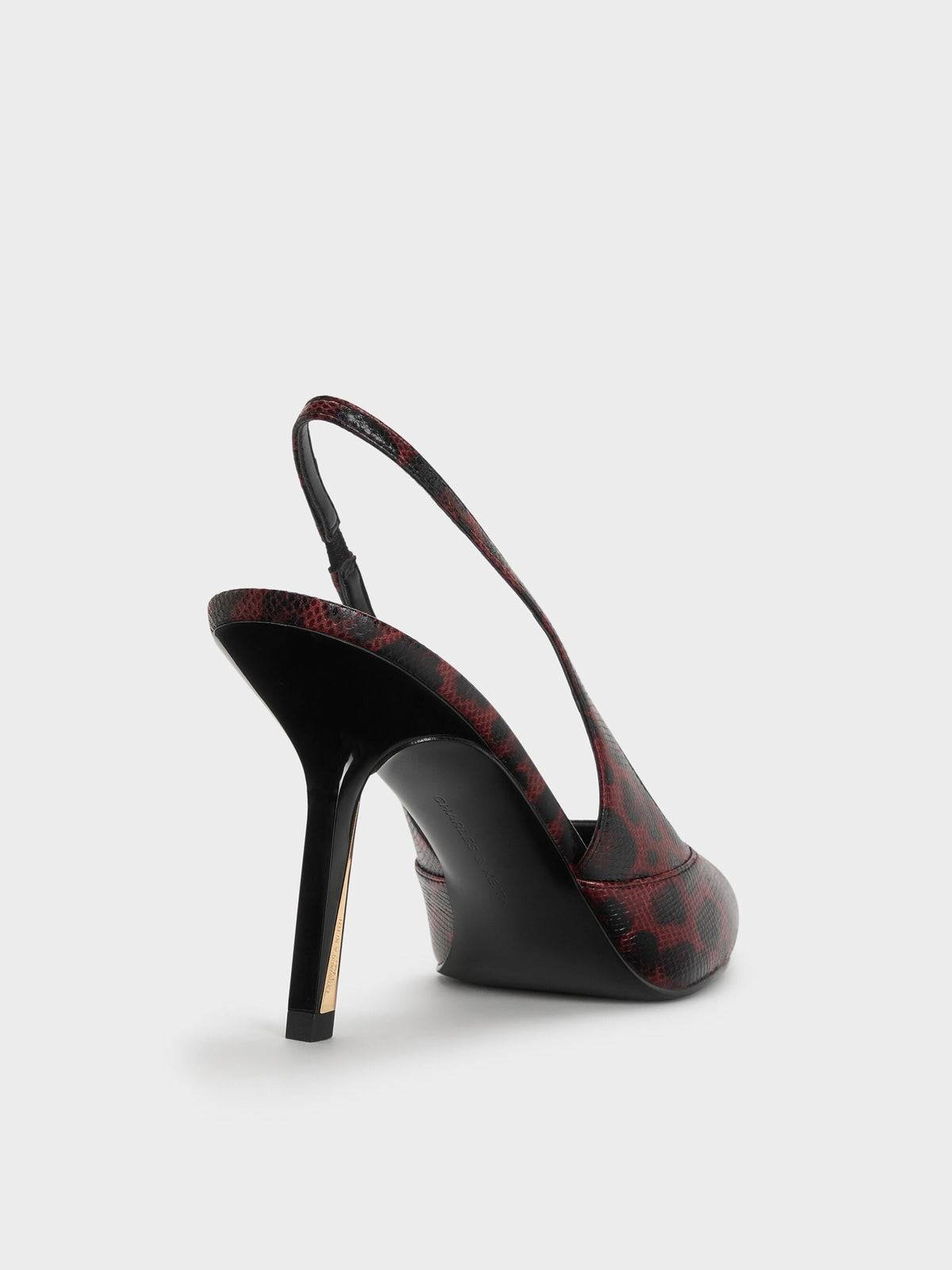CHARLES & KEITH Top Pick / Taylen Leopard-Print Slingback Pumps - Animal Print Burgundy